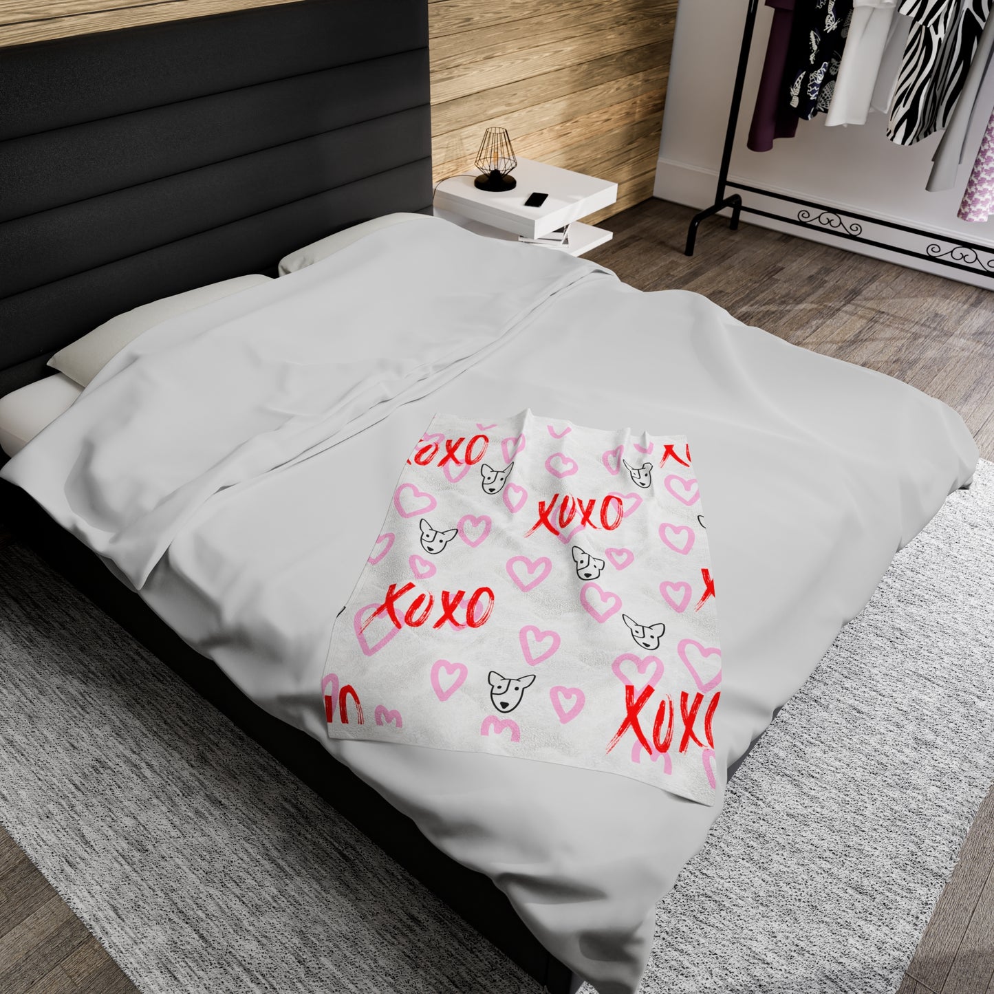 Bull Terrier XOXO Velveteen Plush Blanket