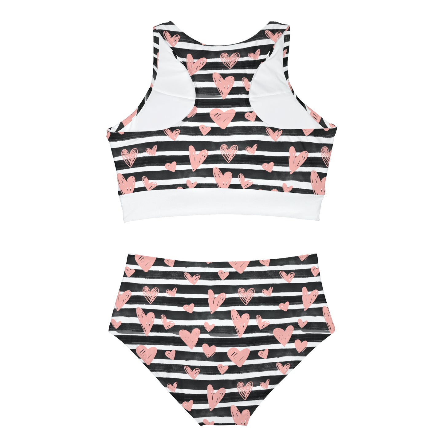Hearts & Stripes Sporty Bikini Set (AOP)