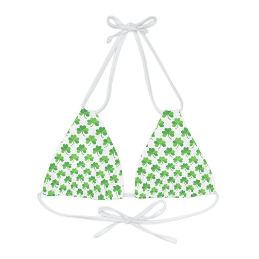 Shamrock Strappy Triangle Bikini Top (AOP)