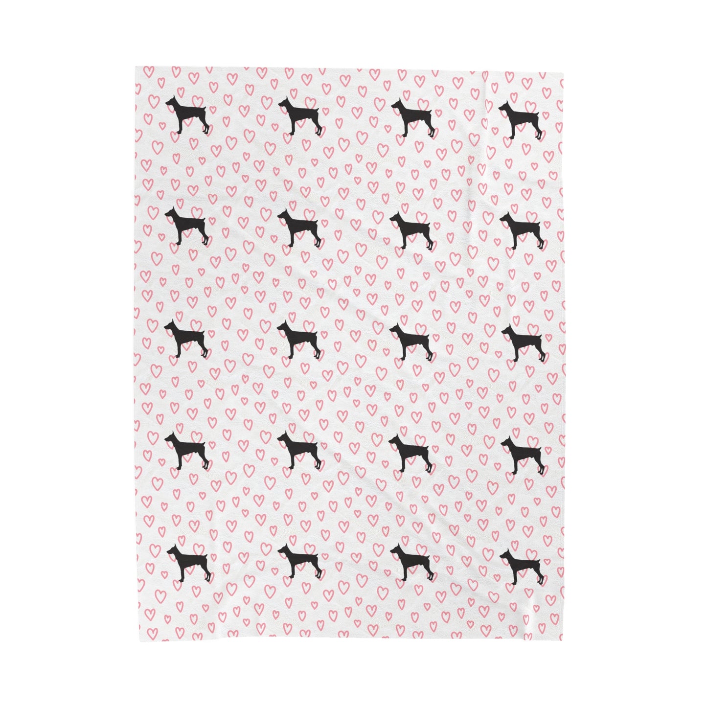 Doberman Hearts Velveteen Plush Blanket