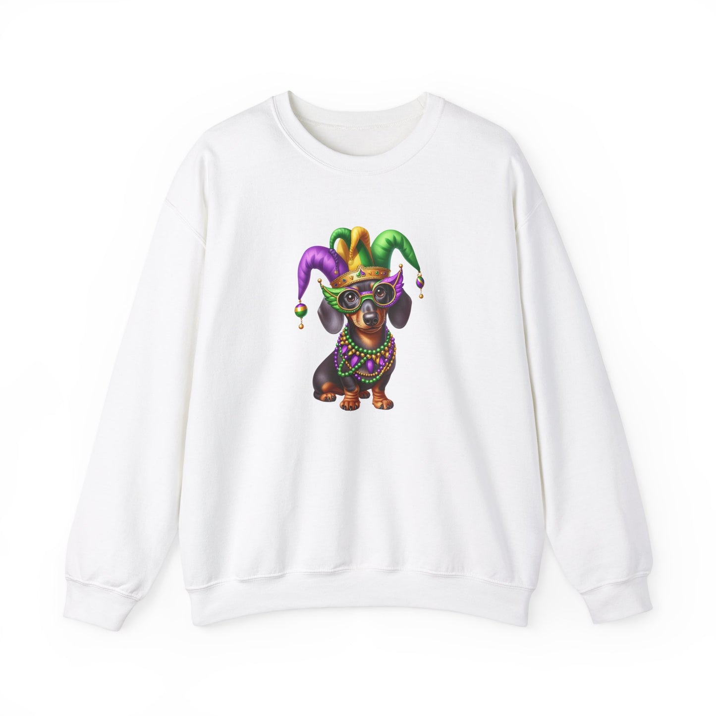Dachshund Mardi Gras Unisex Heavy Blend™ Crewneck Sweatshirt