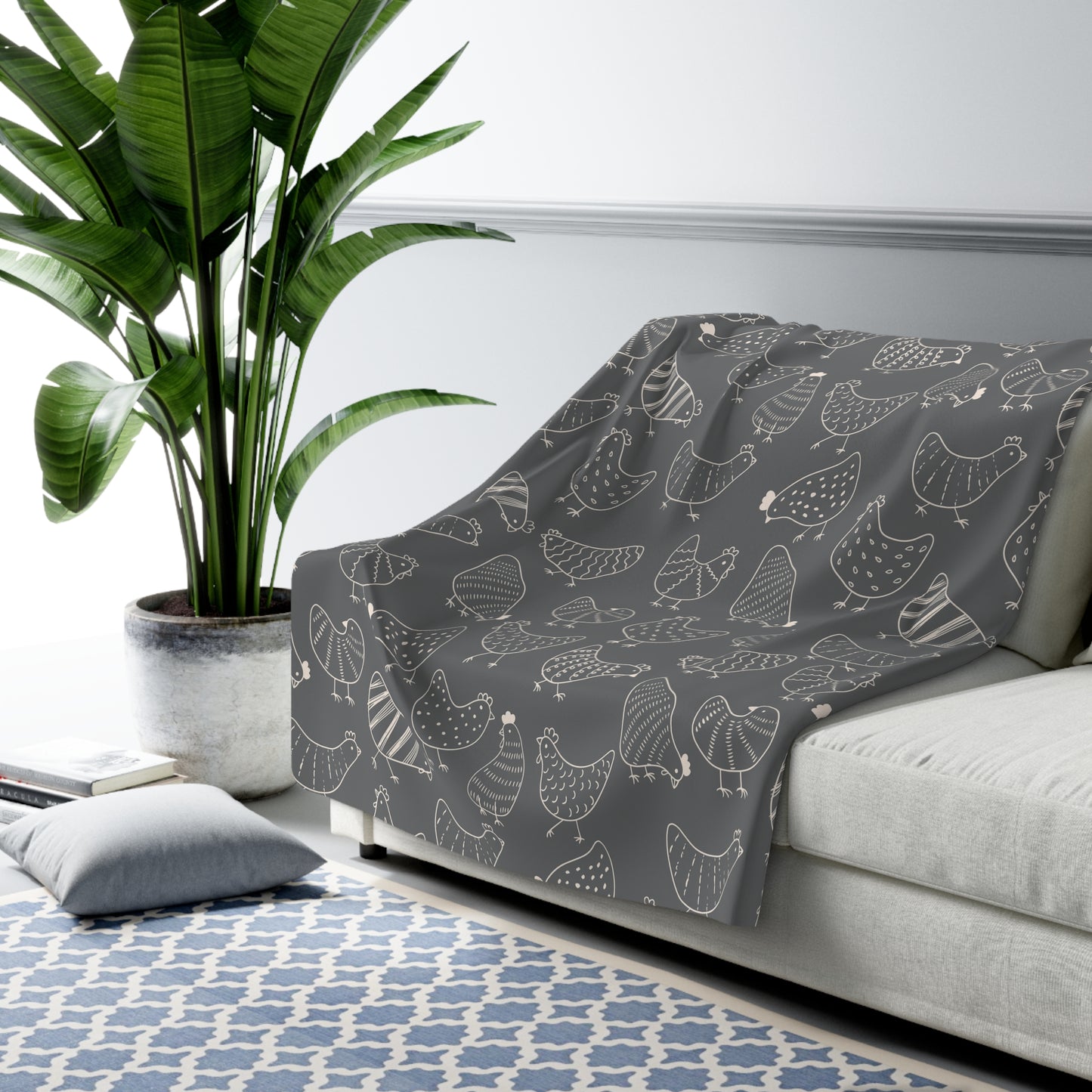 Sherpa Fleece Chicken Outline Blanket