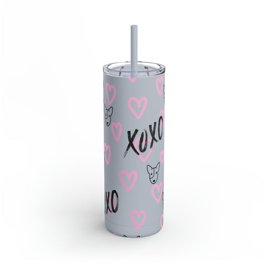 Bull Terrier XOXO Skinny Matte Tumbler, 20oz