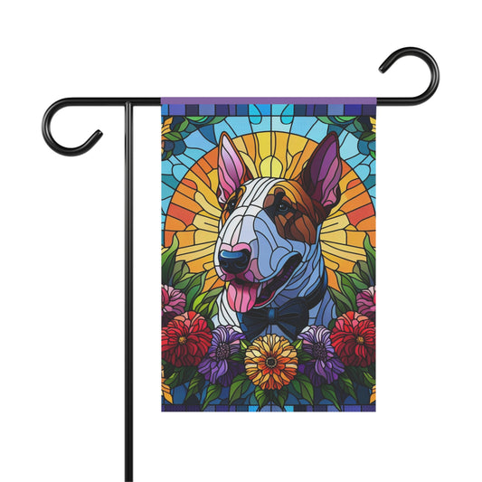 Bull Terrier Stained Glass Garden & House Banner