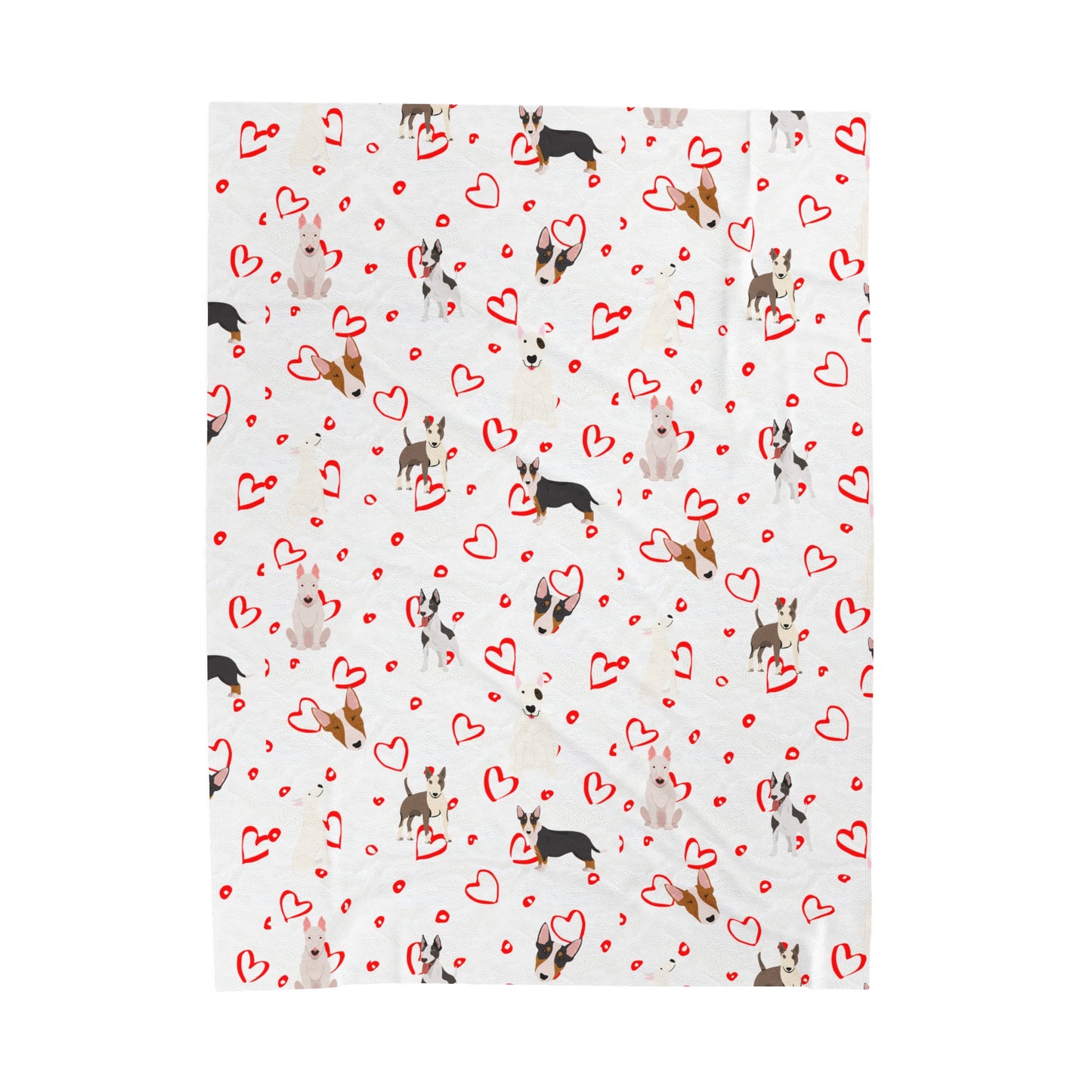 Valentine Bull Terrier Velveteen Plush Blanket