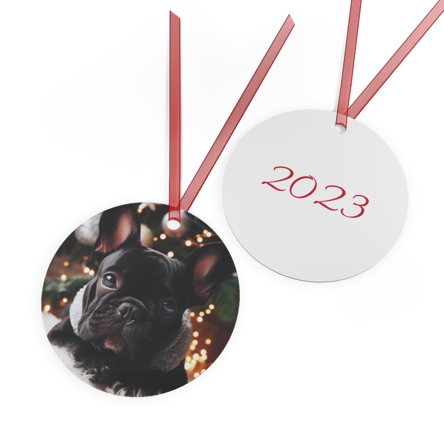 Black French Bulldog Metal Ornaments