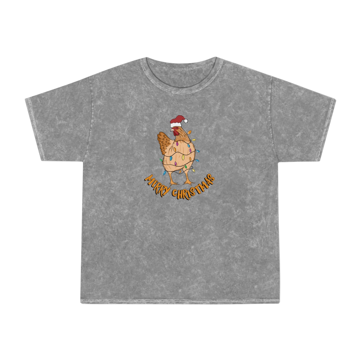 Unisex Mineral Wash Merry Christmas Chicken T-Shirt