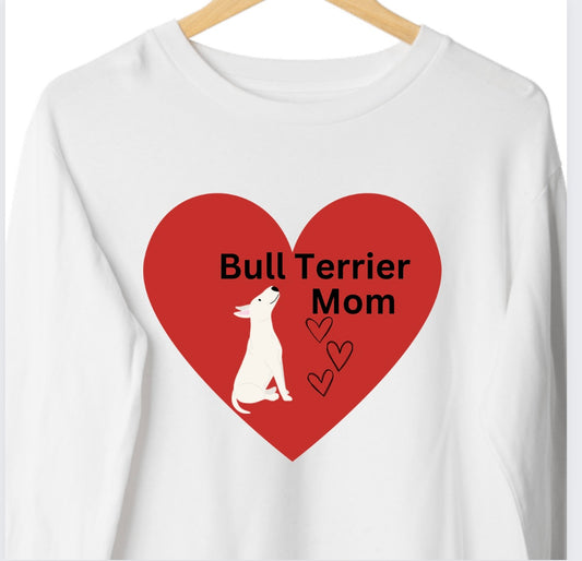Bull Terrier Heart Mom Pullover Crew Neck Sweatshirt