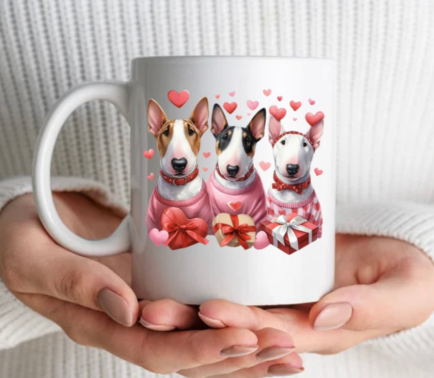 Three Bull Terrier Valentine’s Day