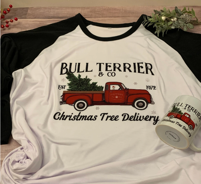 Bull Terrier Christmas Tree Truck Mug