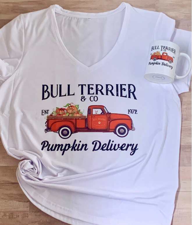 Fall Bull Terrier Pumpkin Truck Shirt