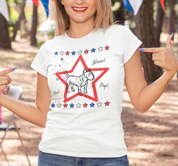 Funny Bull Terrier Fireworks Shirt