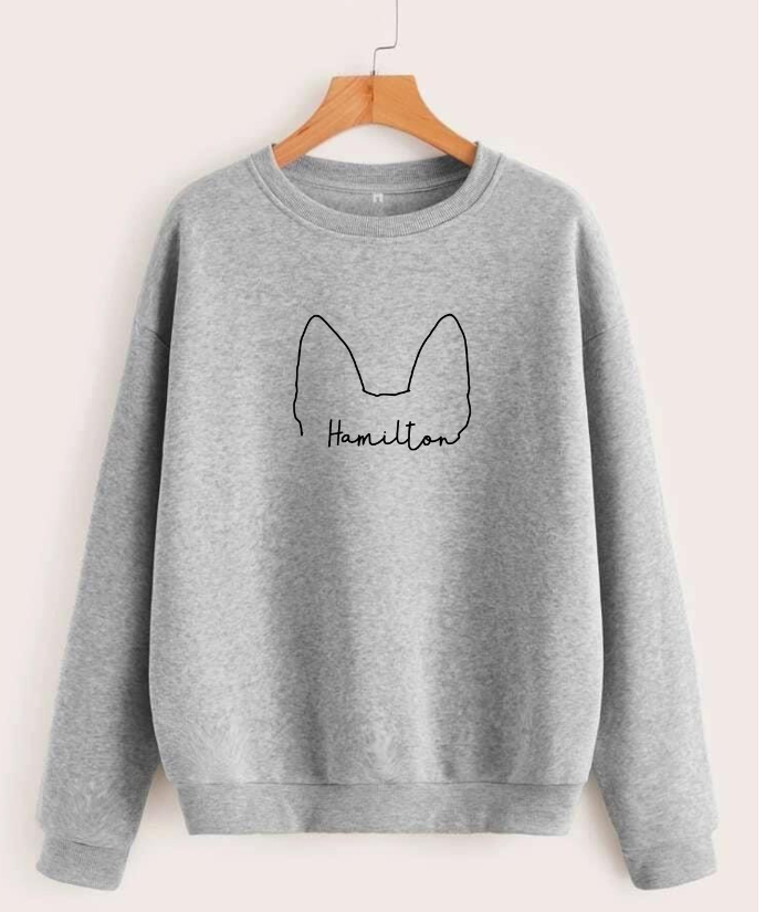 Personalized Dog Ear Outline Sweatshirt