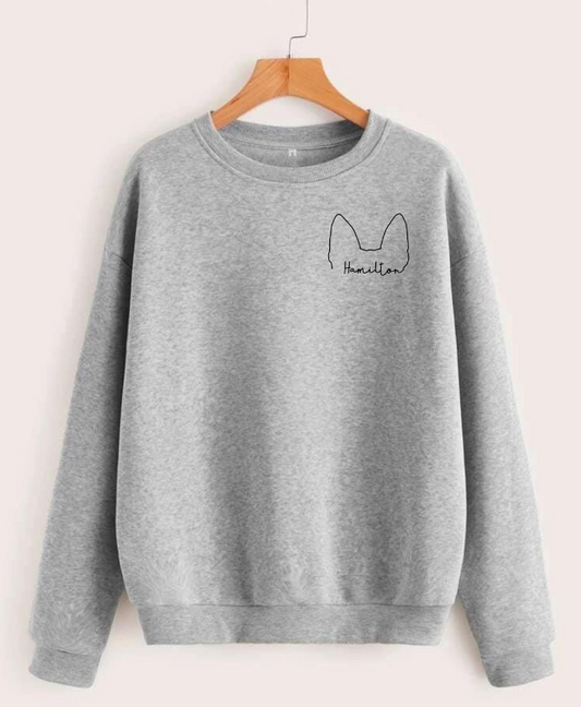 Personalized Dog Ear Outline Sweatshirt