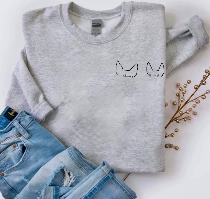 Personalized Dog Ear Outline Sweatshirt