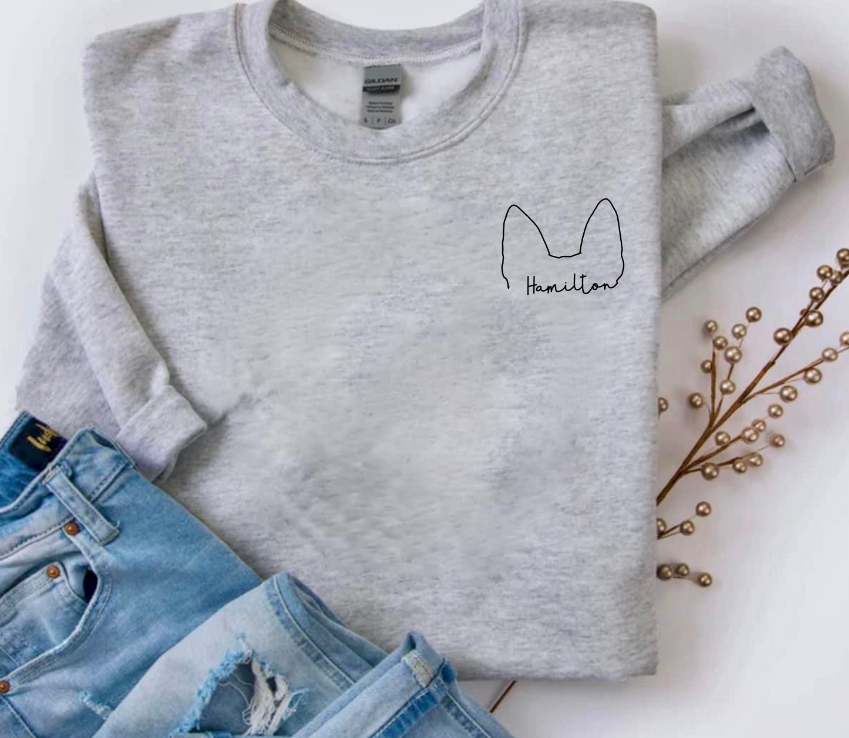 Personalized Dog Ear Outline Sweatshirt