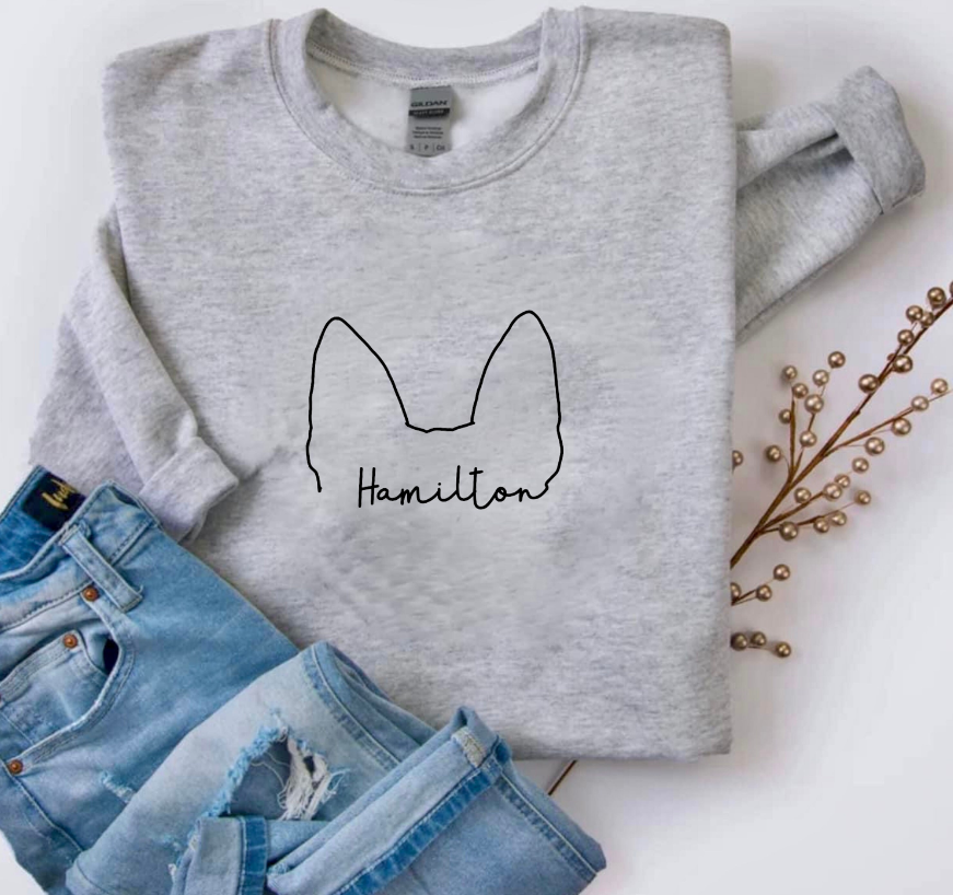 Personalized Dog Ear Outline Sweatshirt