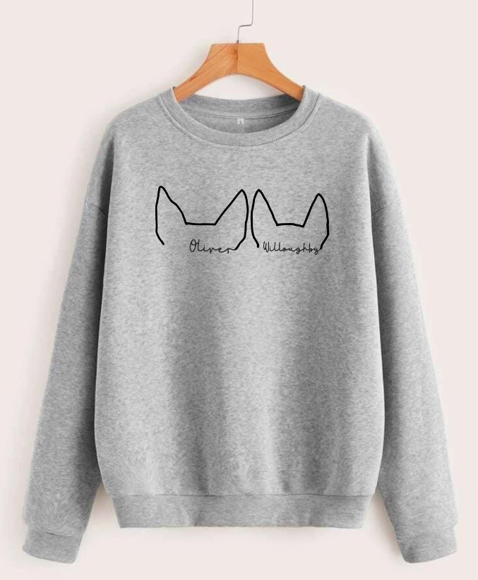 Personalized Dog Ear Outline Sweatshirt