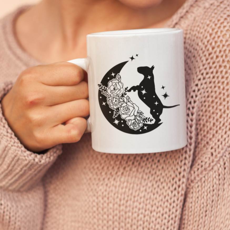 Bull Terrier Floral Moon Mug