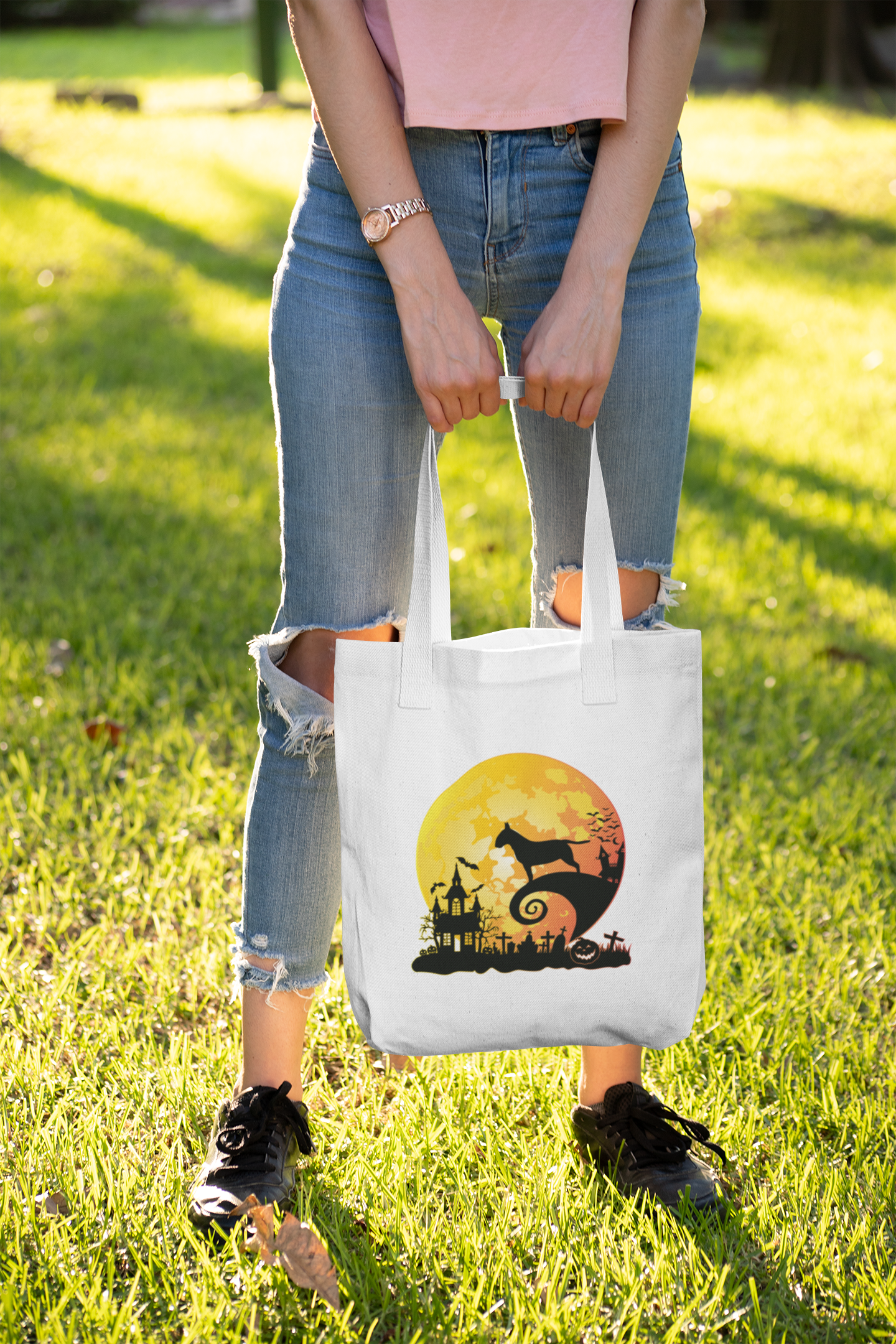 Halloween Bull Terrier Tote Bag