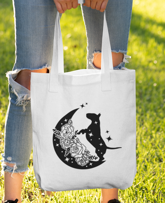 Bull Terrier Floral Moon Tote Bag