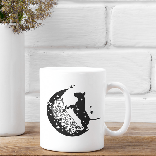 Bull Terrier Floral Moon Mug