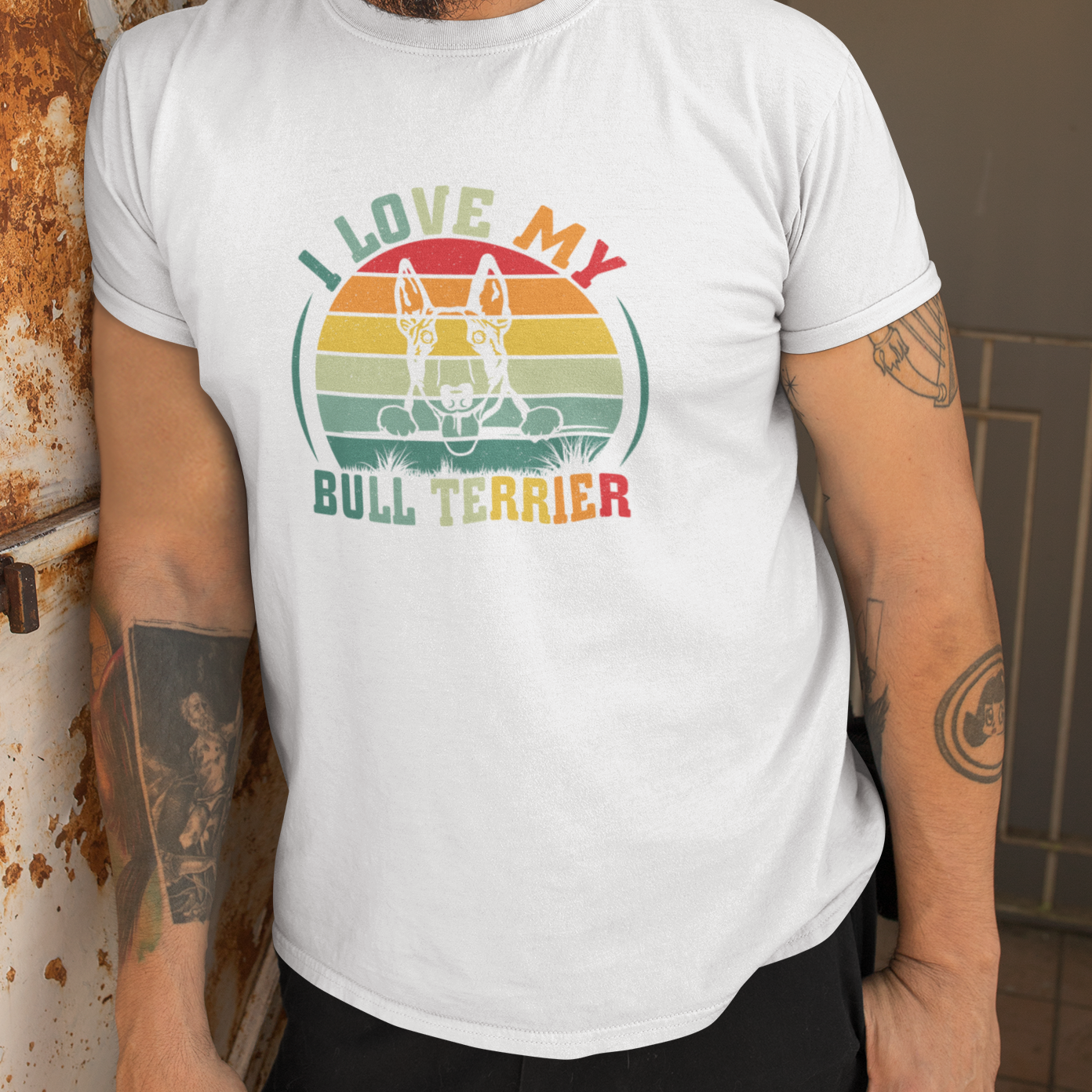 I Love My Bull Terrier Vintage Style Shirt