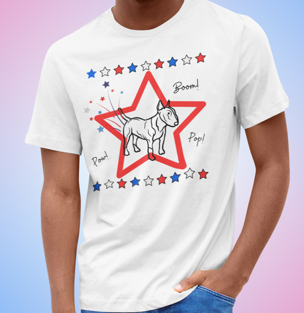 Funny Bull Terrier Fireworks Shirt